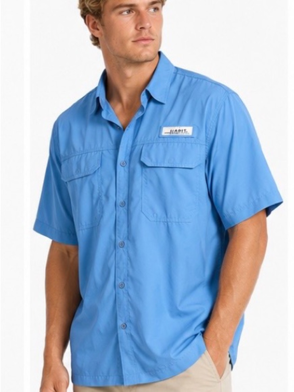 Habit Men's Short-Sleeve Performance Shirt - Light Blue